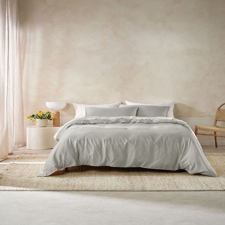 Linen House Duvet Cover Queen Linen House Surf Wash Light Silver Duvet Cover