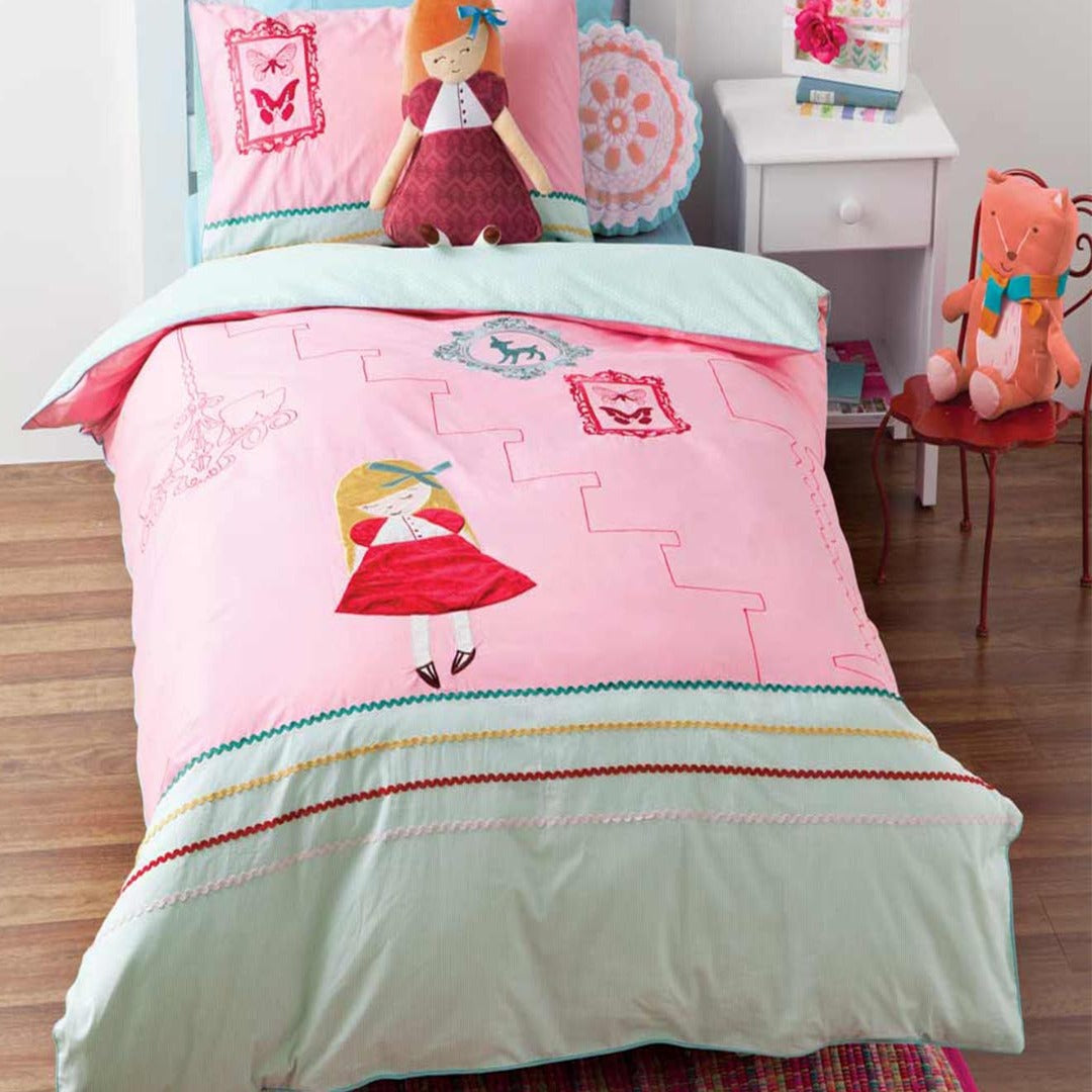 Linen House Duvet Cover Single Linen House Hiccups Doll House Pink Duvet Cover Set (7292593242201)