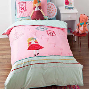 Linen House Duvet Cover Single Linen House Hiccups Doll House Pink Duvet Cover Set (7292593242201)