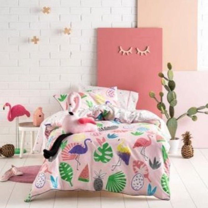 Linen House Duvet Cover Single Linen House Pink Flamingo Beach Duvet Cover Set