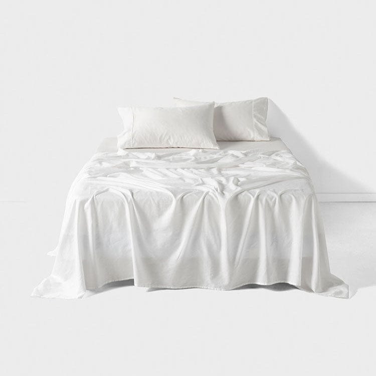 Linen House FITTED SHEET Double/Queen Linen House Flat Sheet Surf Wash White