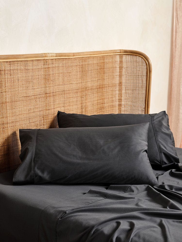 Linen House FITTED SHEET Linen House Elka Bamboo 500 Thread Count Fitted Sheet Charcoal (7347310624857)