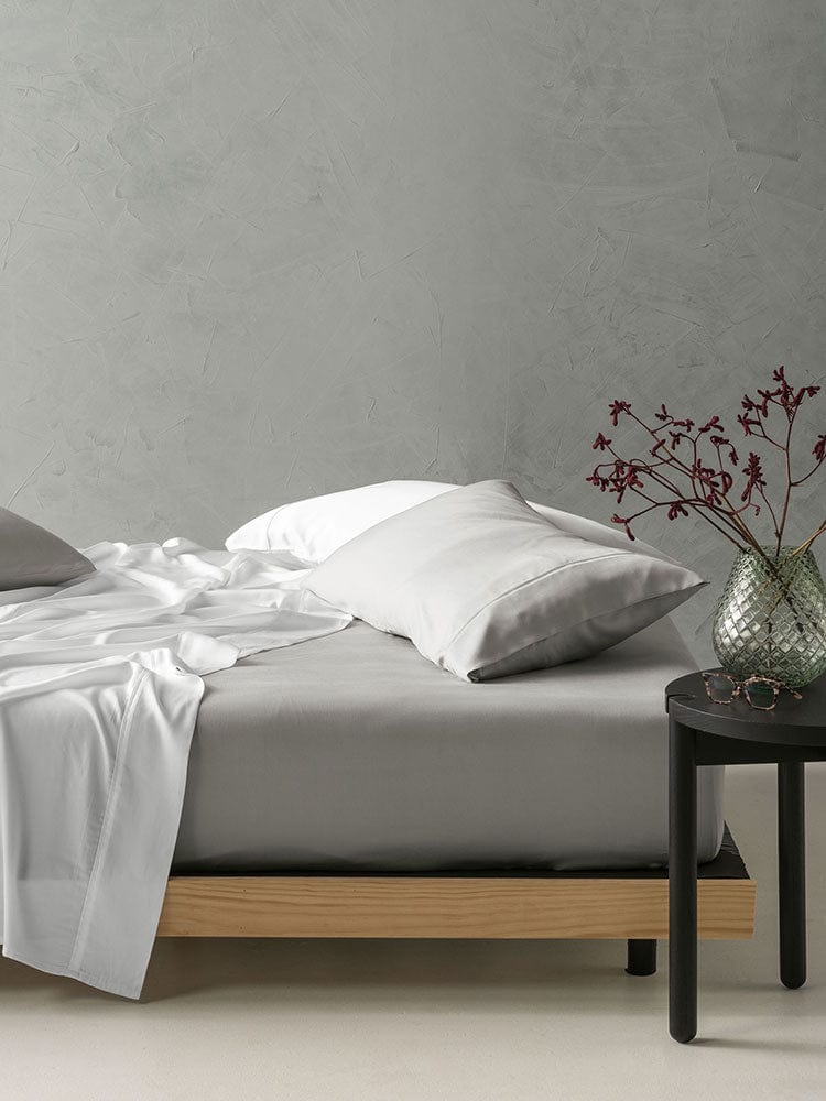 Linen House FITTED SHEET Linen House Elka Bamboo 500 Thread Count Fitted Sheet Silver (7347311509593)