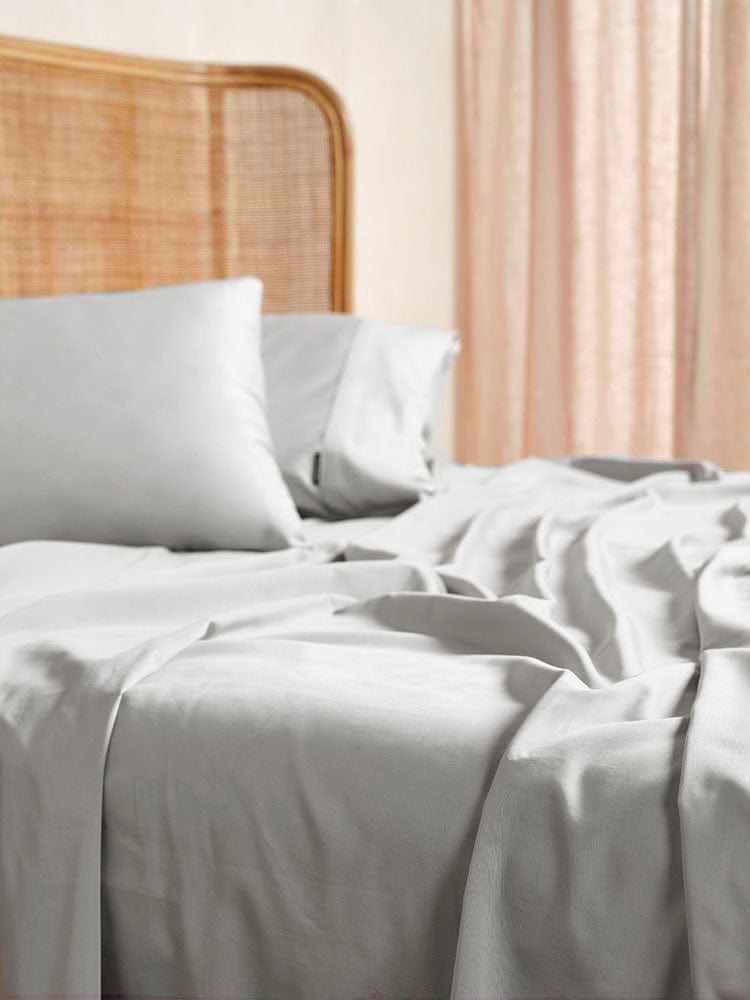 Linen House FITTED SHEET Linen House Elka Bamboo Silver Flat Sheet, 500 Thread Count (7406908571737)