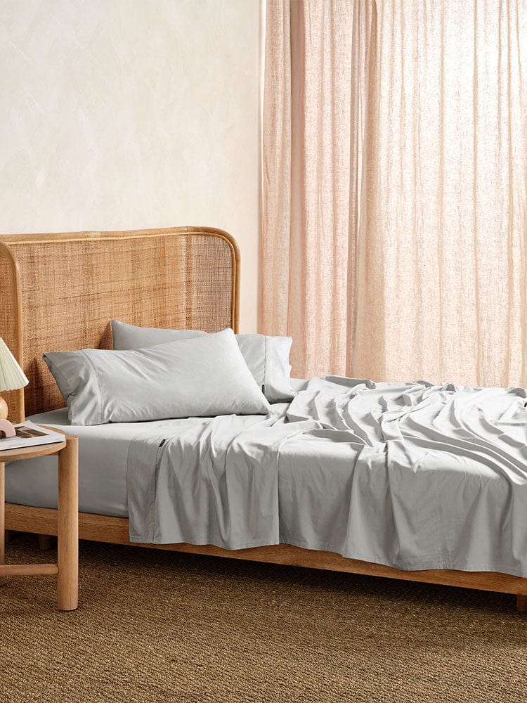 Linen House FITTED SHEET Linen House Elka Bamboo Silver Flat Sheet, 500 Thread Count (7406908571737)
