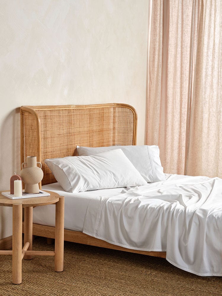 Linen House FITTED SHEET Linen House Elka Bamboo White Flat Sheet, 500 Thread Count (7406910406745)