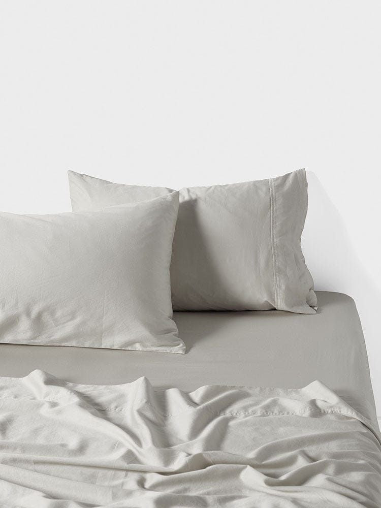 Linen House FITTED SHEET Linen House Fitted Sheet Surf Wash Light Silver