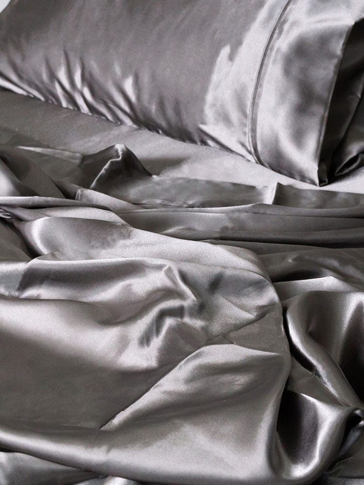 Linen House FITTED SHEET Linen House Satin Sheet Sets Charcoal