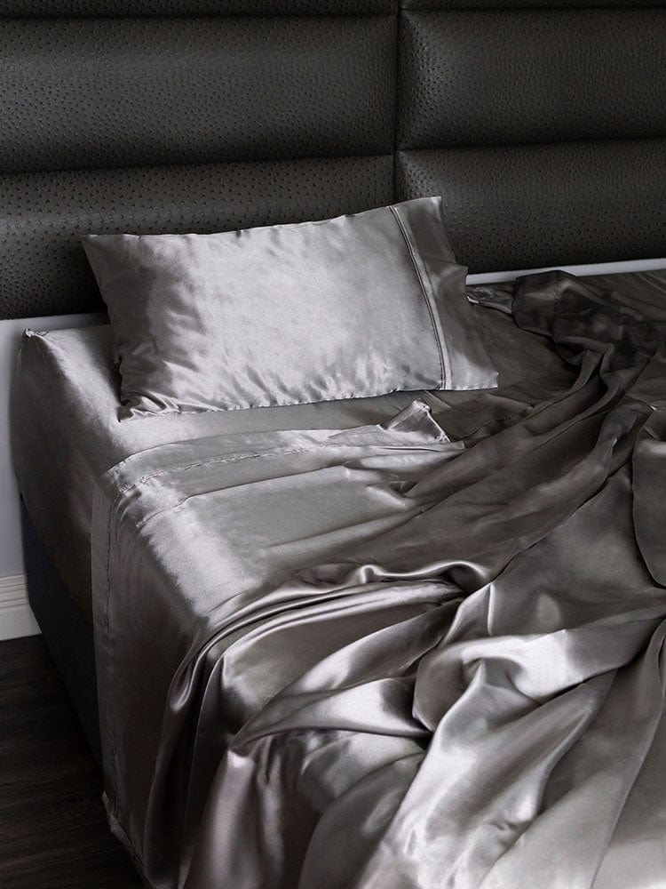 Linen House FITTED SHEET Linen House Satin Sheet Sets Charcoal (7406925086809)