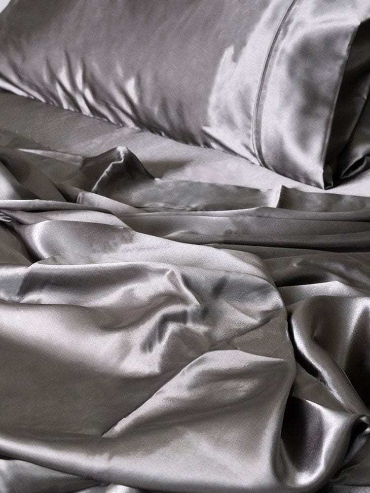 Linen House FITTED SHEET Linen House Satin Sheet Sets Charcoal (7406925086809)