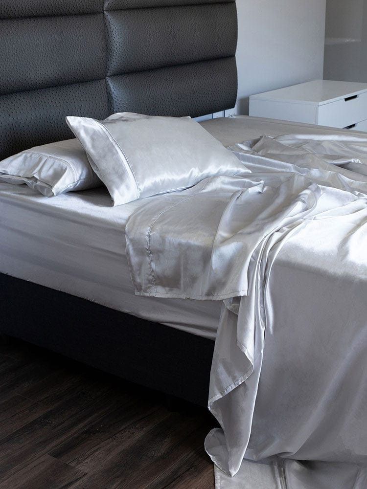 Linen House FITTED SHEET Linen House Satin Sheet Sets Silver