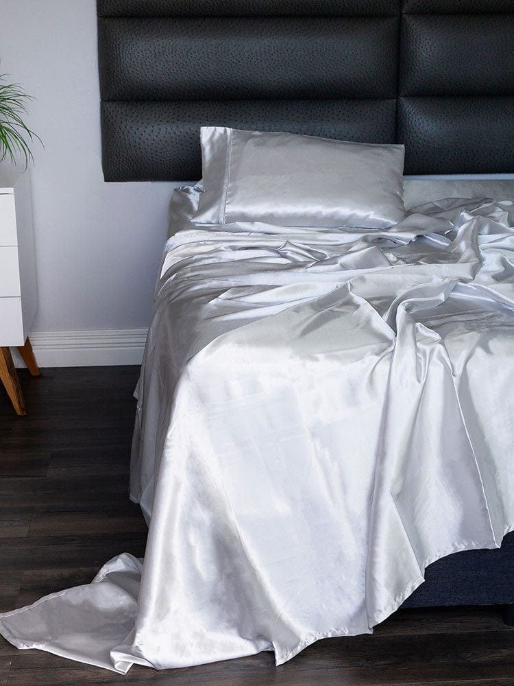Linen House FITTED SHEET Linen House Satin Sheet Sets Silver