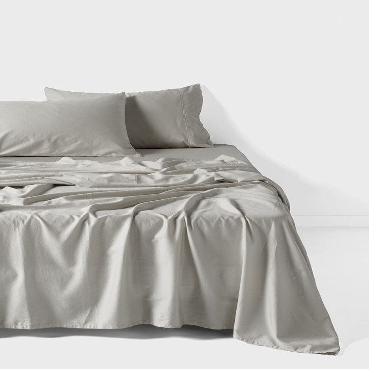 Linen House FITTED SHEET Queen Linen House Fitted Sheet Surf Wash Light Silver