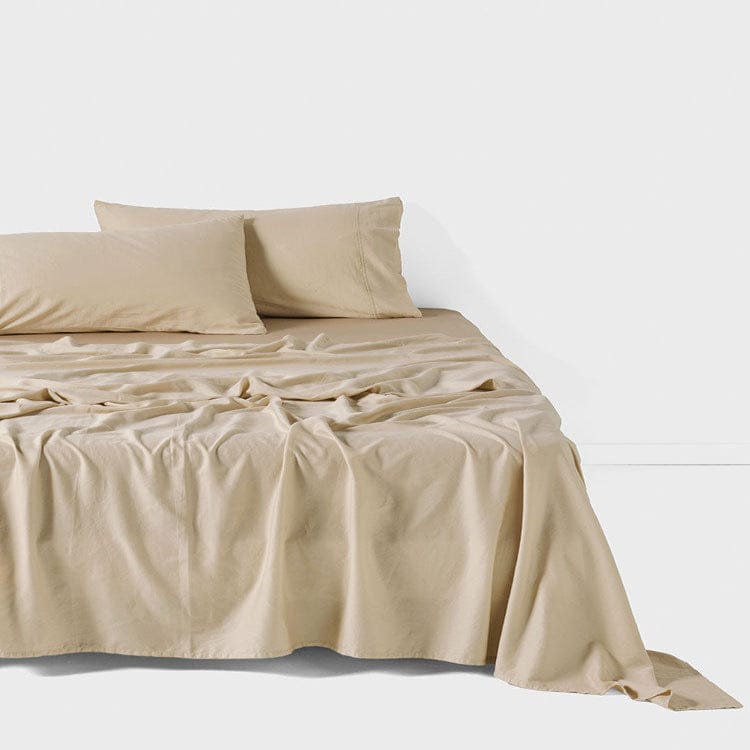 Linen House FITTED SHEET Queen Linen House Fitted Sheet Surf Wash Taupe