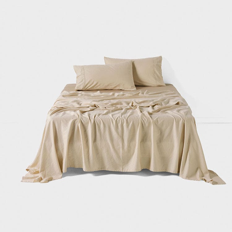 Linen House FLAT SHEET Double/Queen Linen House Flat Sheet Surf Wash Taupe