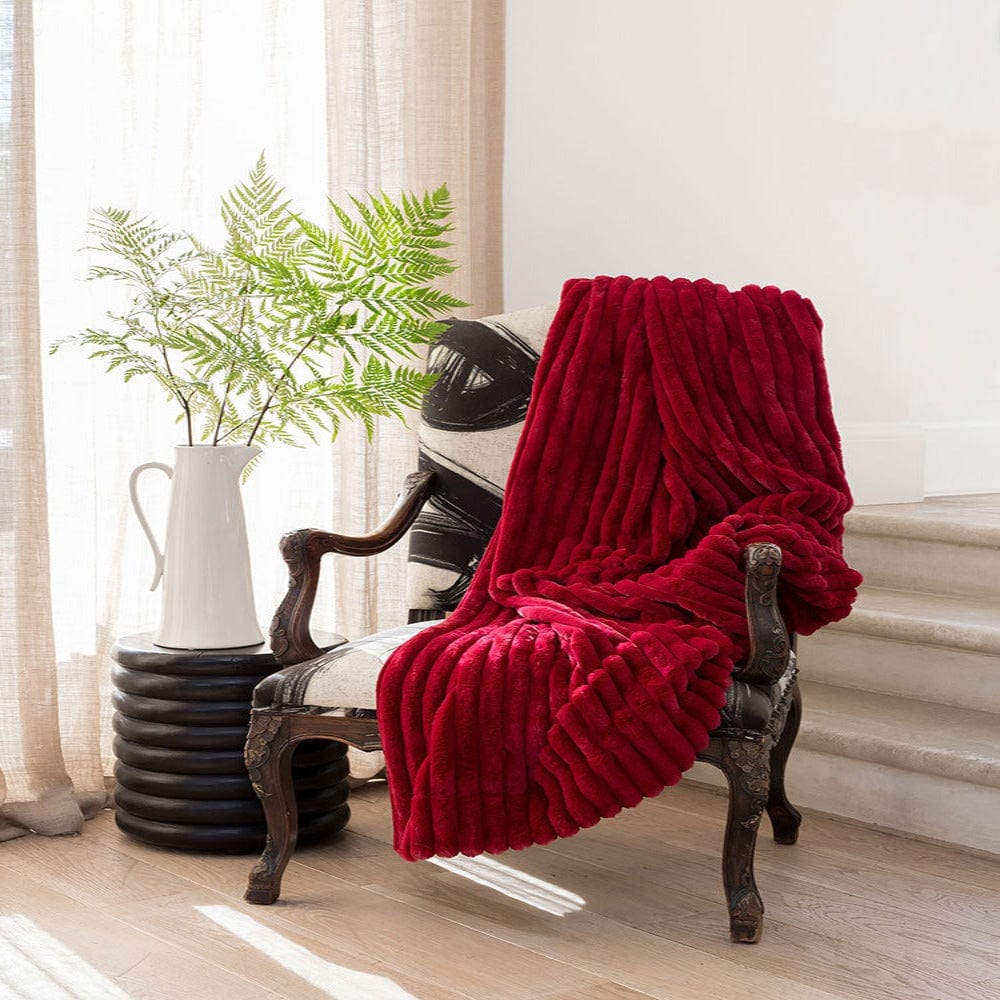Linen House Fur Throw Linen House Decadence Fur Throw 150x200cm Ruby (7409458774105)