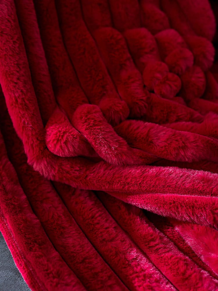 Linen House Fur Throw Linen House Decadence Fur Throw 150x200cm Ruby (7409458774105)