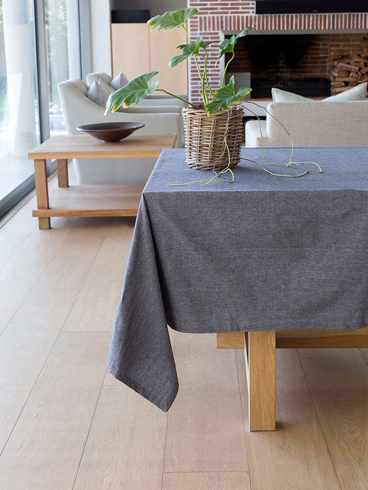 Linen House Table Cloth Linen House Revana Chambray Black Tablecloth (7313850761305)