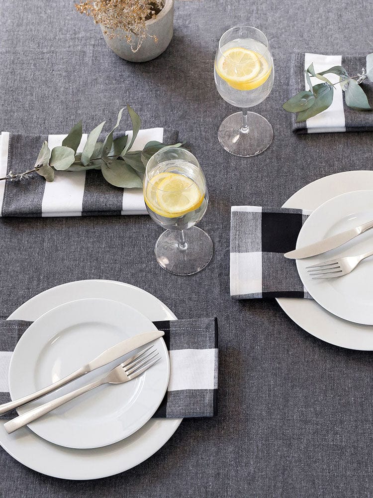 Linen House Table Cloth Linen House Revana Chambray Black Tablecloth
