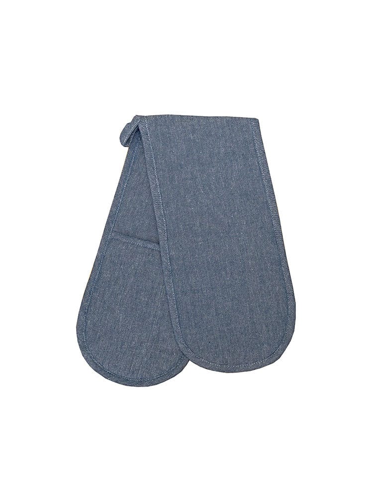 Linen House Table Cloth Linen House Revana Chambray Navy Double Oven Glove (7314234474585)