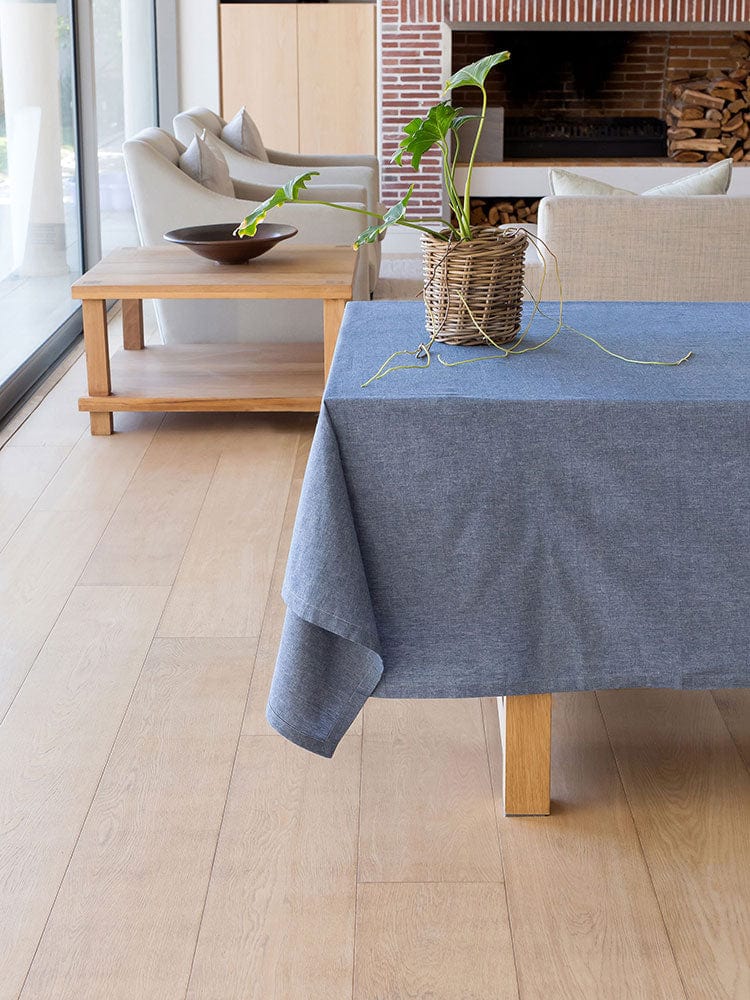 Linen House Table Cloth Linen House Revana Chambray Navy Tablecloth (7314249384025)