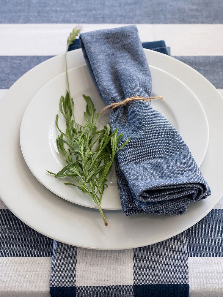 Linen House Table Cloth Linen House Revana Chambray Navy Tablecloth (7314249384025)