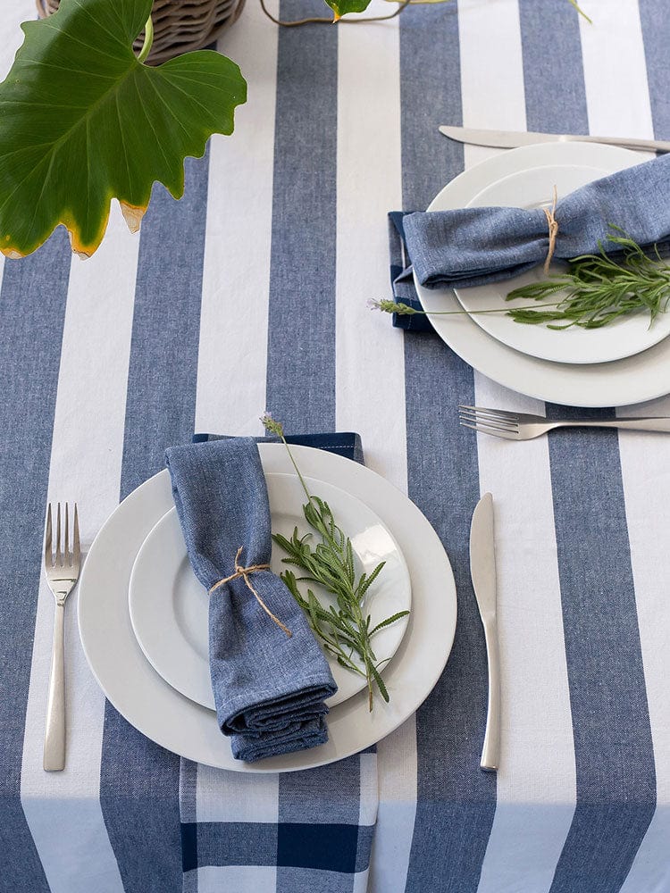 Linen House Table Cloth Linen House Revana Chambray Navy Tablecloth (7314249384025)