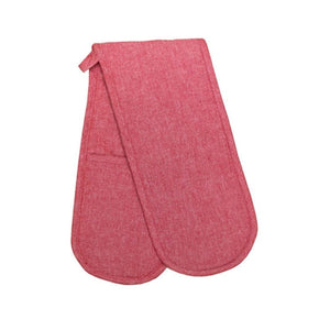 Linen House Table Cloth Linen House Revana Chambray Red Double Oven Glove (7313555259481)