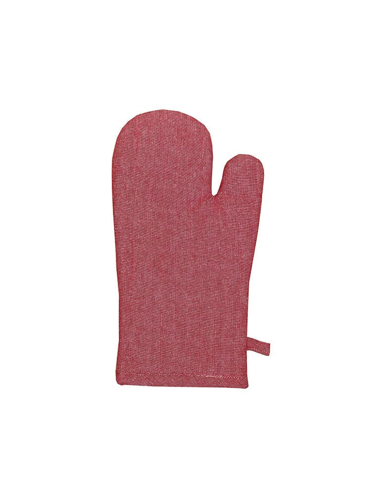 Linen House Table Cloth Linen House Revana Chambray Red Oven Glove 16x32 Mitt
