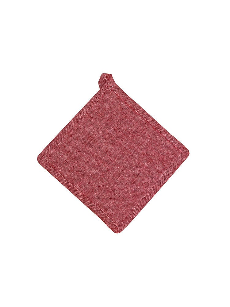 Linen House Table Cloth Linen House Revana Chambray Red Pot Holder (7313556930649)
