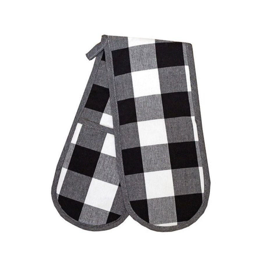 Linen House Table Cloth Linen House Revana Check Black Double Oven Glove