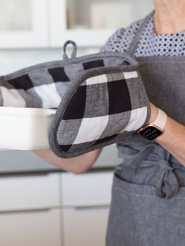 Linen House Table Cloth Linen House Revana Check Black Double Oven Glove