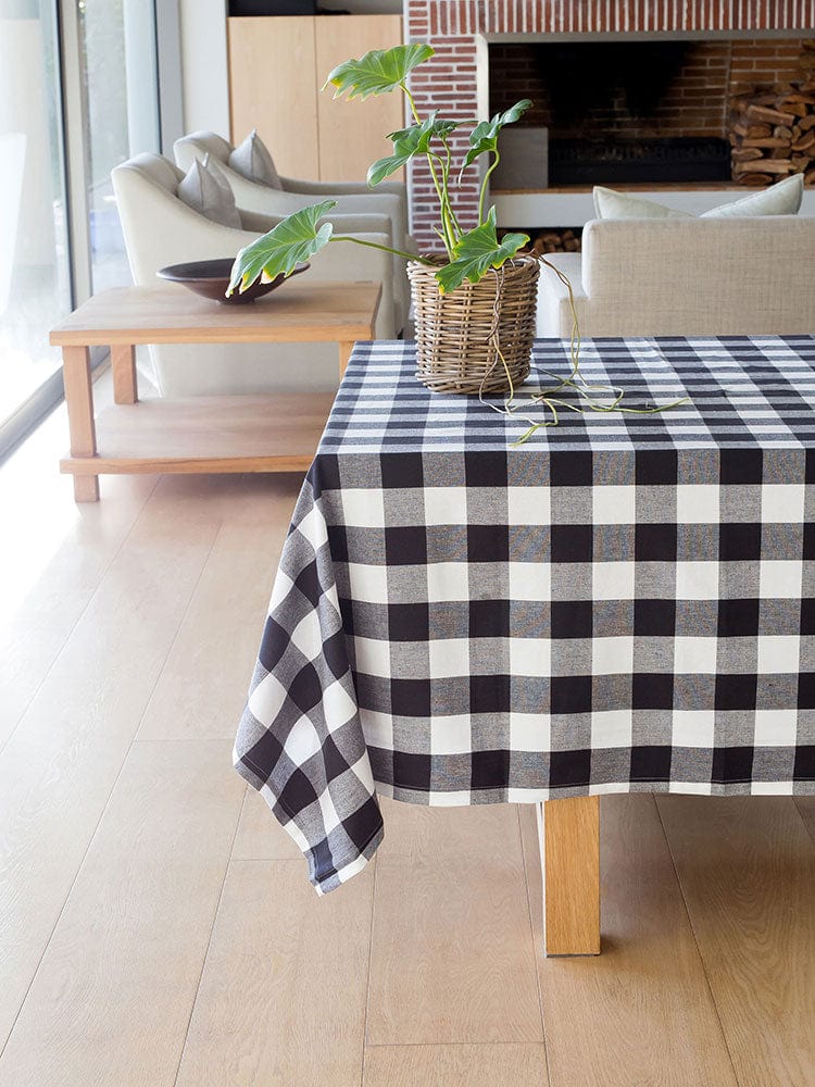 Linen House Table Cloth Linen House Revana Check Black Tablecloth (7313851383897)