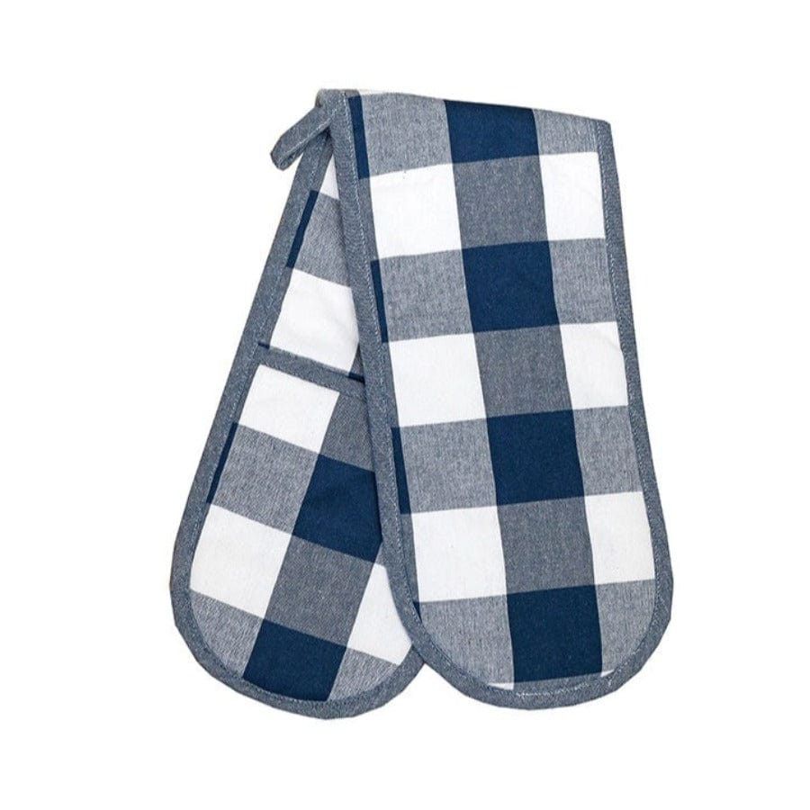 Linen House Table Cloth Linen House Revana Check Navy Double Oven Glove