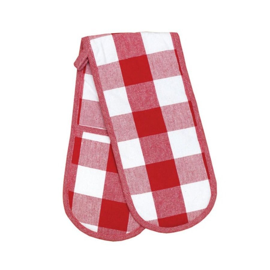 Linen House Table Cloth Linen House Revana Check Red Double Oven Glove