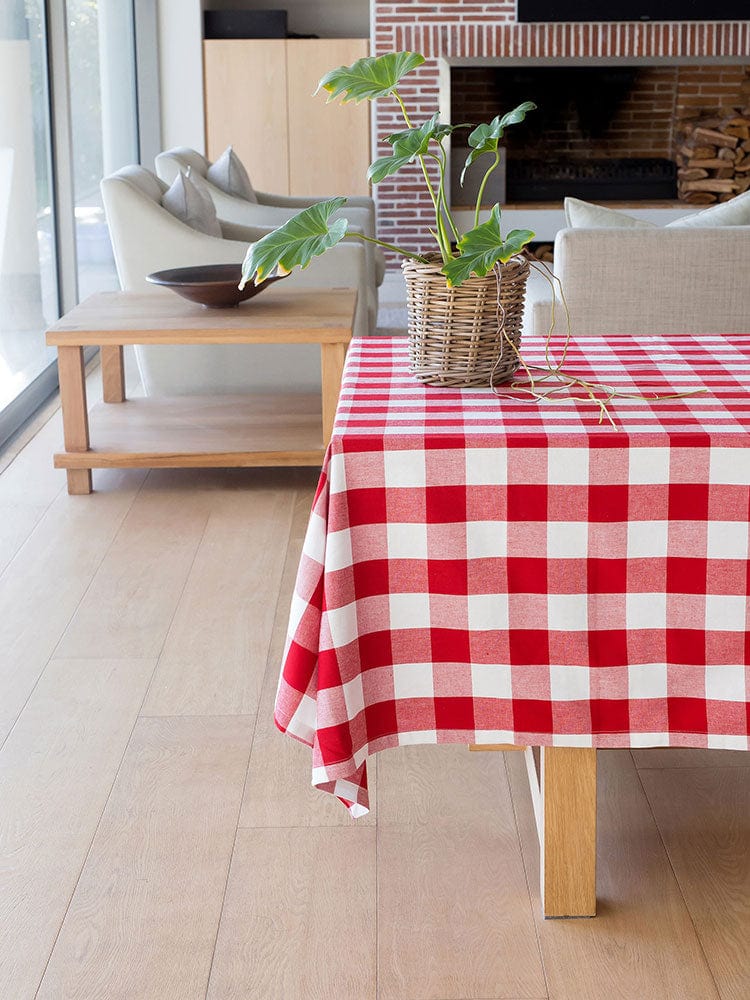 Linen House Table Cloth Linen House Revana Check Red Tablecloth (7313730699353)