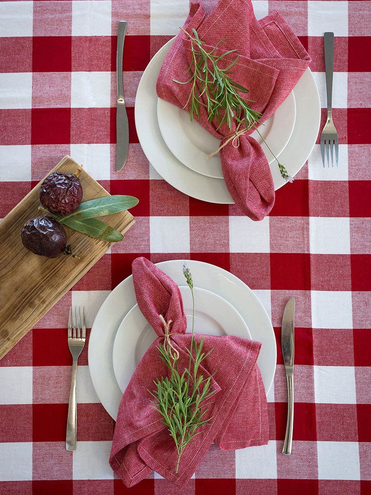 Linen House Table Cloth Linen House Revana Check Red Tablecloth (7313730699353)