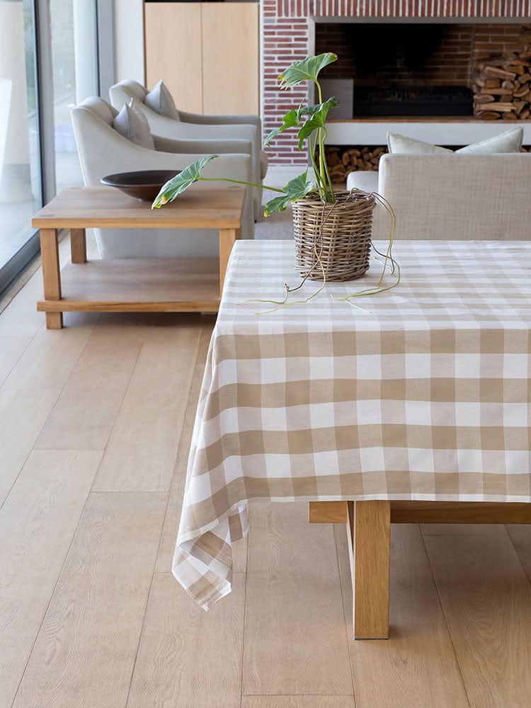 Linen House Table Cloth Linen House Revana Check Stone Tablecloth (7313856987225)