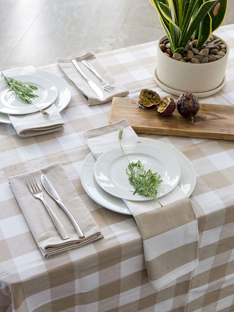 Linen House Table Cloth Linen House Revana Check Stone Tablecloth (7313856987225)