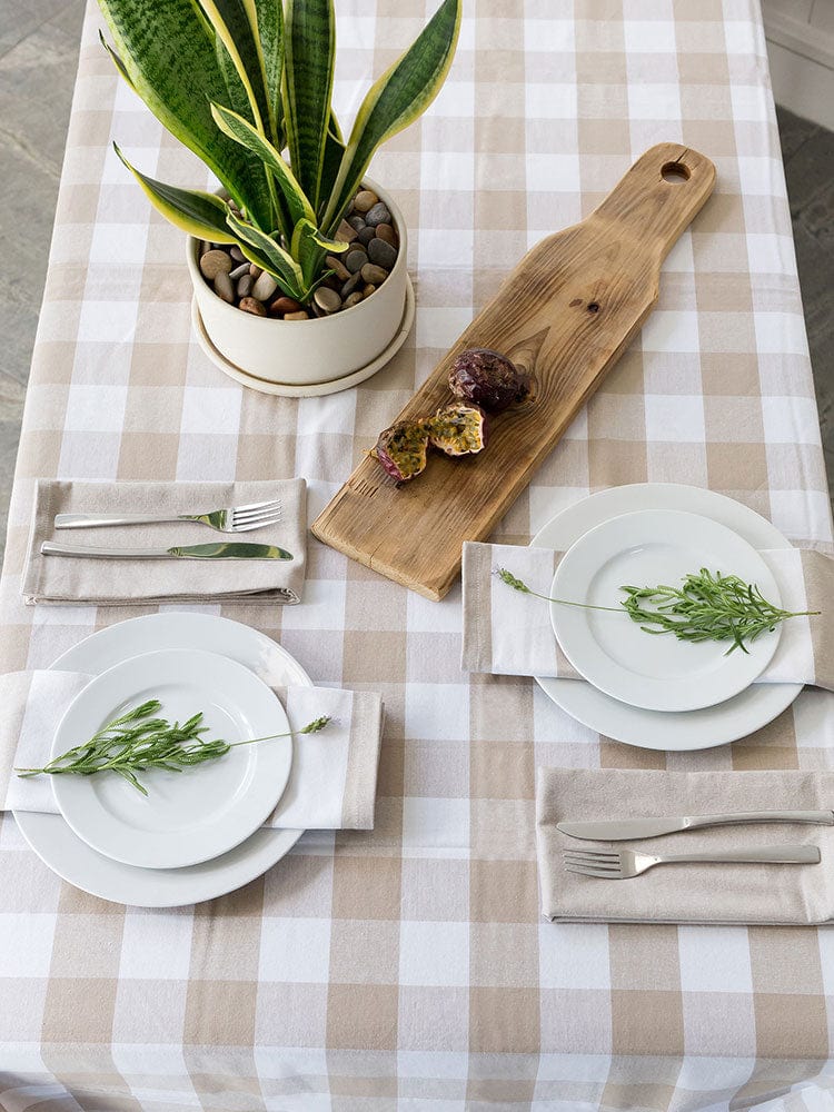 Linen House Table Cloth Linen House Revana Check Stone Tablecloth (7313856987225)