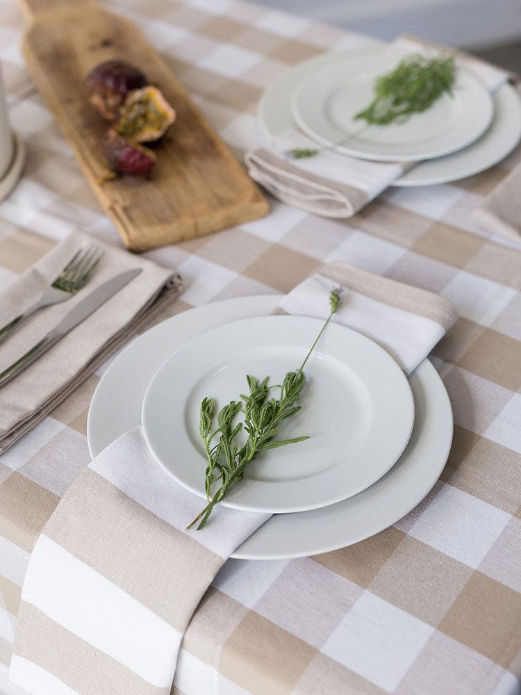 Linen House Table Cloth Linen House Revana Check Stone Tablecloth (7313856987225)