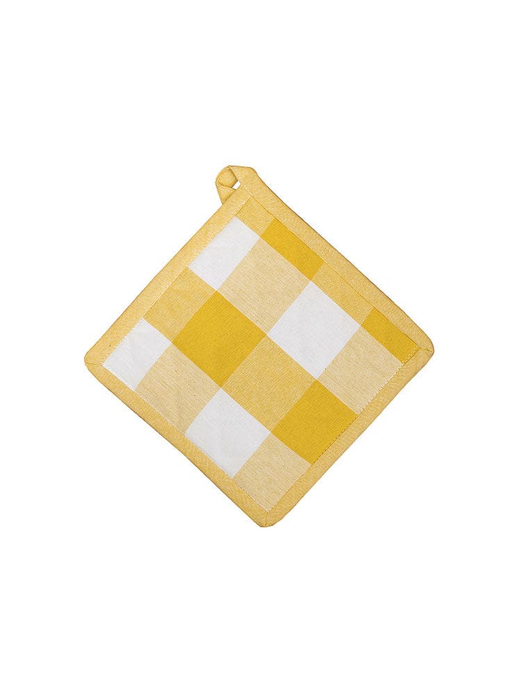 Linen House Table Cloth Linen House Revana Check Yellow Pot Holder (7314220580953)