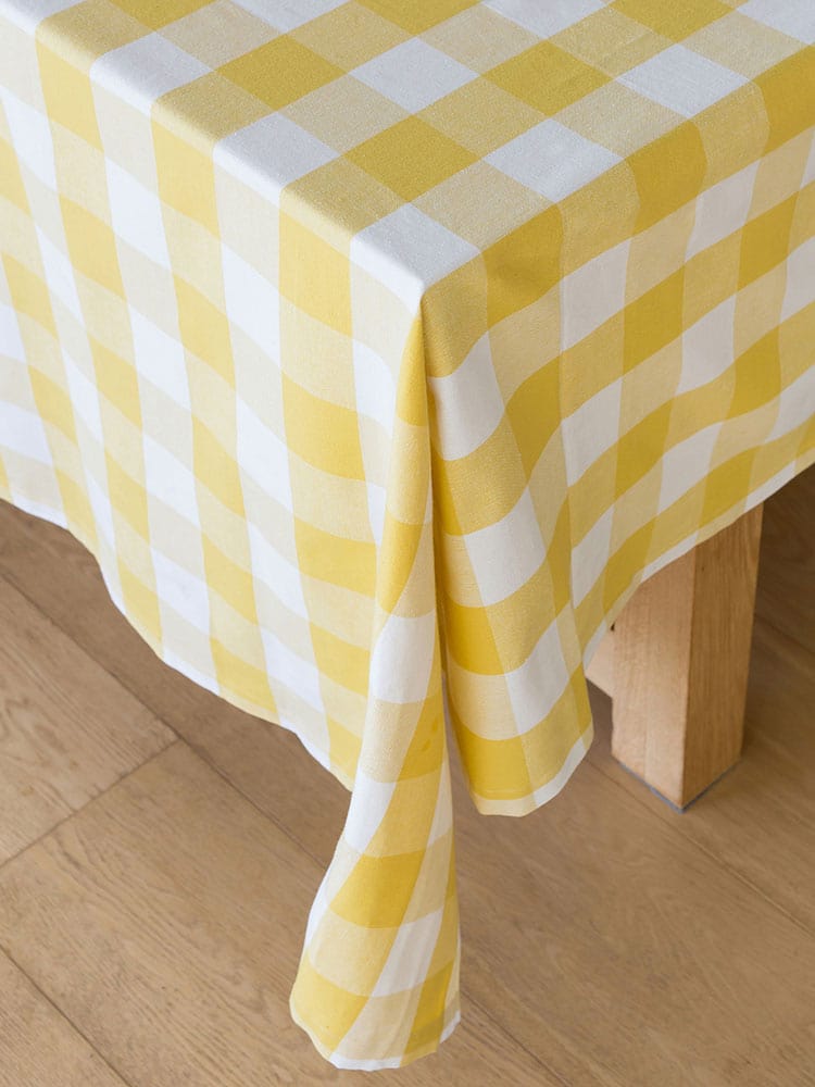 Linen House Table Cloth Linen House Revana Check Yellow Tablecloth (7314221891673)