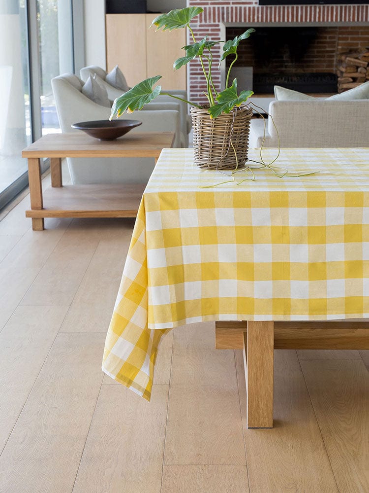 Linen House Table Cloth Linen House Revana Check Yellow Tablecloth (7314221891673)