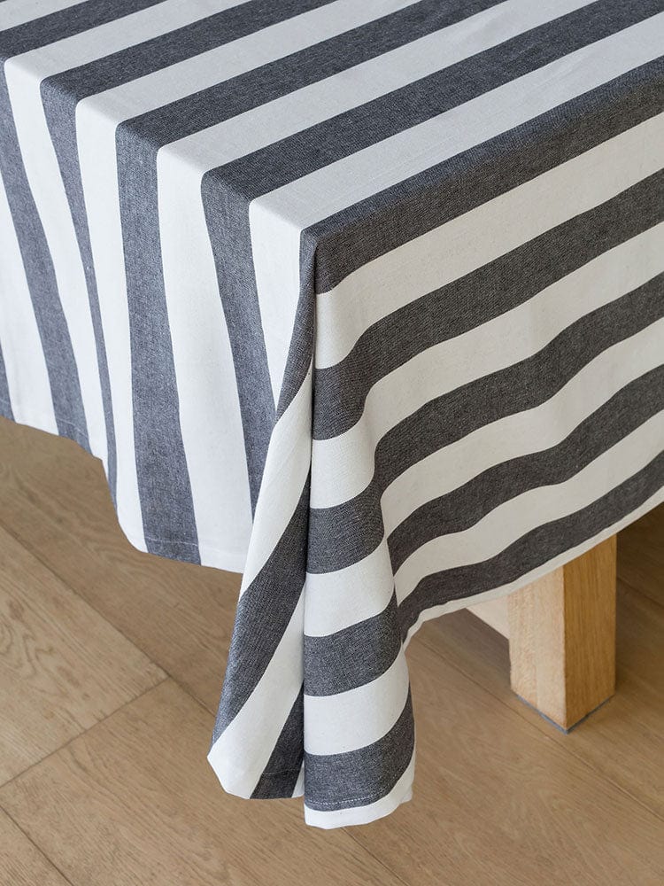 Linen House Table Cloth Linen House Revana Stripe Black Tablecloth (7313851875417)
