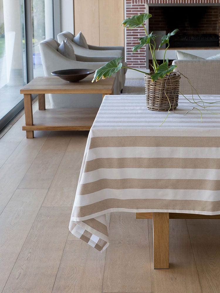 Linen House Table Cloth Linen House Revana Stripe Stone Tablecloth (7313857413209)