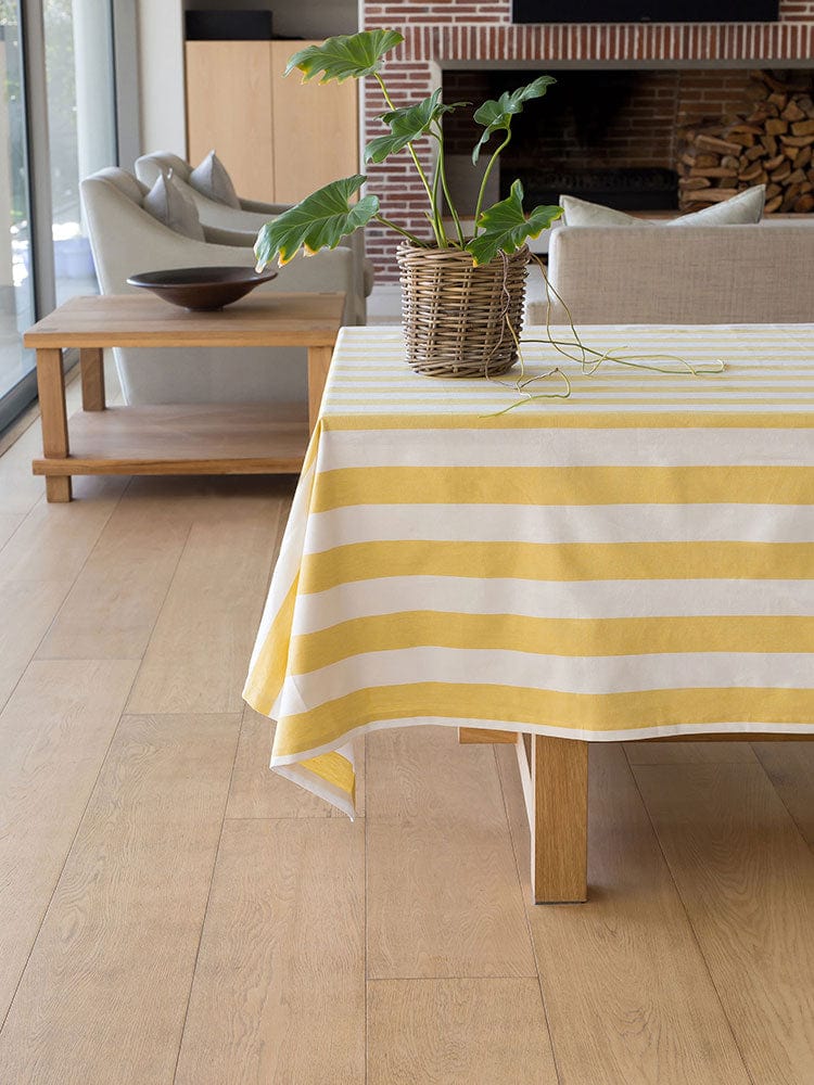 Linen House Table Cloth Linen House Revana Stripe Yellow Tablecloth (7314224906329)