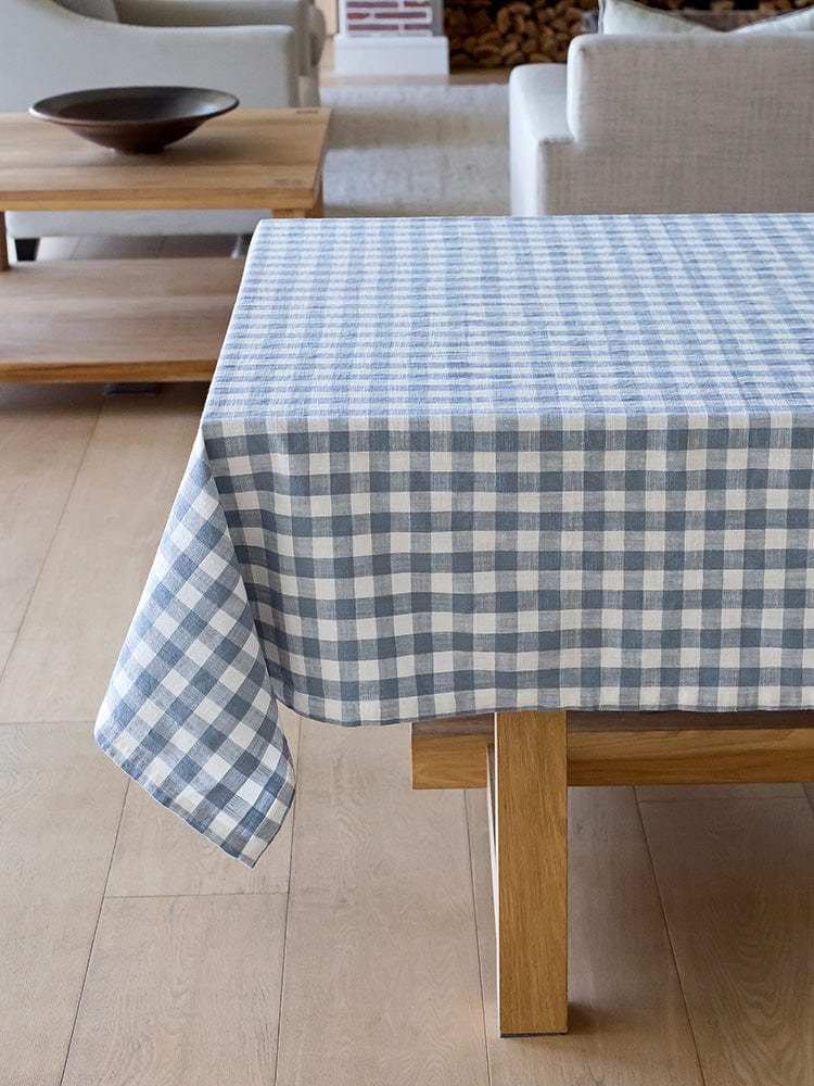 Linen House Table Cloth Linen House Table Linen Oxford Check Light Blue (7301543034969)