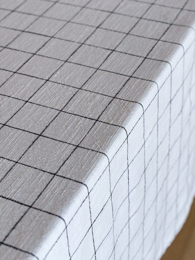 Linen House Table Cloth Linen House Table Linen Oxford Grid Cream (7301528846425)