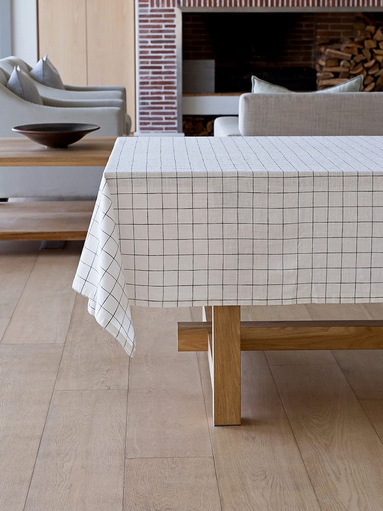 Linen House Table Cloth Linen House Table Linen Oxford Grid Cream (7301528846425)